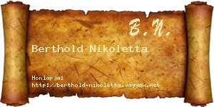 Berthold Nikoletta névjegykártya